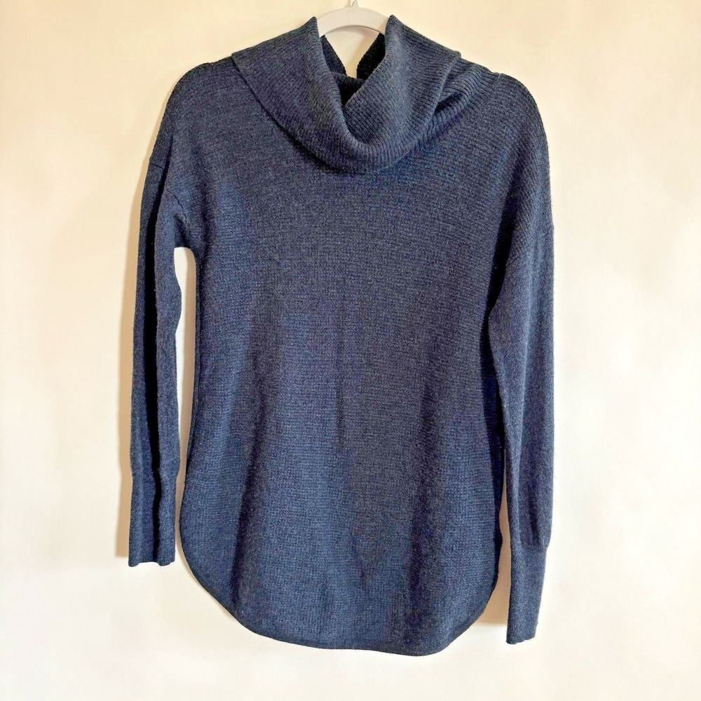 Tahari 100% Extra Fine Merino Wool Womens Turtleneck Sweater Blue‎ Large